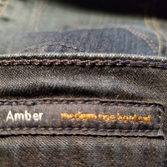 CITIZENS OF HUMANITY SZ 27 (29"W) Short Amber Bootcut Dark Wash Distress Jeans - Picture 9 of 11